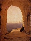 Naples Canvas Paintings - Grotto in the Gulf of Naples
